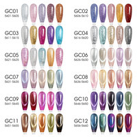 VENALISA Lot de 5 Couleurs Nouveau 10ml Gel Vernis à Ongles Sans TPO et Sans HEMA, Effet Œil de Chat Pailleté Platine Réfléchissant, Kit de Vernis Gel UV