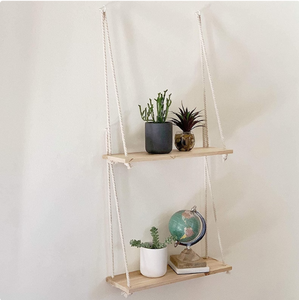 Wholesale <strong>Triangle</strong> Home Wall Decor Display Organizer Hanging Floating <strong>Wood</strong> <strong>Shelves</strong> with Rope for Living Room Wall Decoration - Product Image 4