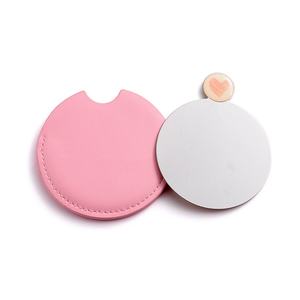 New Style <b>Small</b> Custom Compact Pocket Stainless Steel Cosmetic <b>Mirror</b> With Cute PU Pouch - Product Image 3
