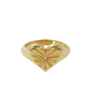 Новейший дизайн дешевые 18k желтое золото перстень розовый сердце кольца серебро