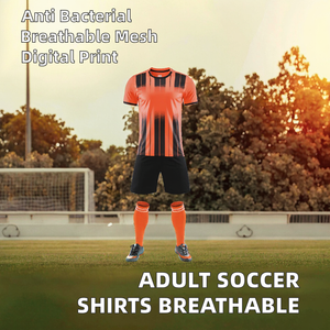 Wholesale Adult <b>Soccer</b> Shirts Latest Design Short Sleeve Anti-Bacterial Breathable 100% Polyester Mesh Fabric Digital Print OEM - Product Image 2