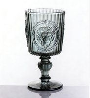 Verres à vin vintage en relief faits à la main, multicolores, motif tête de lion pressé, gobelets de style animal, uniques
