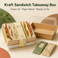 Op maat gemaakte ecovriendelijke biologisch afbreekbare kraftpapieren sandwichdoos met transparant venster voor catering