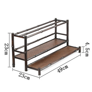 Double Layer Bamboo Cup Holder 49x23x23cm Multifunctional Drying Rack For Kitchen Tableware Storage - Product Image 1