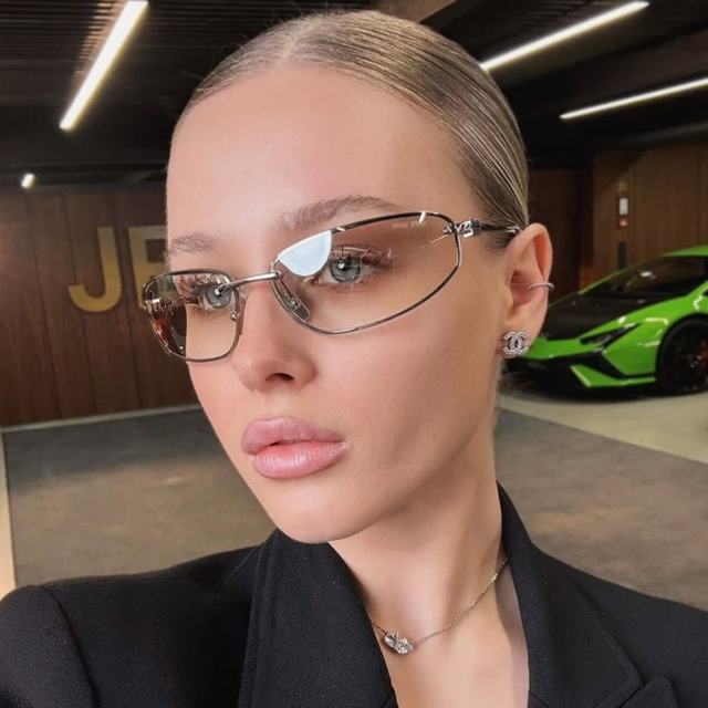 Lbashades 9027 Fashion Sunglasses Rectangle Y2k Metal Optical Frames Sunglasses Retro Luxury Trendy Sunglasses Uv 400 Women Men