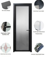 Portes battantes modernes manuelles étanches pour appartements, salles de bain et cuisines, fenêtres en alliage d'aluminium à double vitrage pour usage intérieur