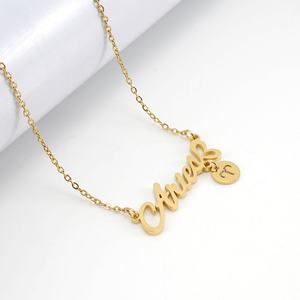Necklace Manafactuar Custom logo Non Tarnish Waterproof Stainless Steel 18k Gold Plated Nameplate Necklace for <b>Men</b> Women - Product Image 3