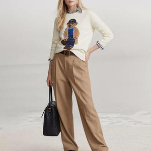 Maglione Jacquard Personalizzato con Motivo Orso per <span class=keywords><strong>Donna</strong></span>, 7GG Leggero, Pullover Lavorato a Maglia in Stile Retrò, Motivo Animale in Misto Lana per Primavera - Product Image 3