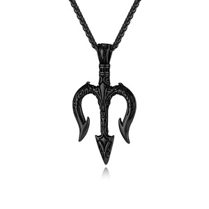 Collar Trident de acero inoxidable para hombre, colgante de estilo Hip Hop, amuleto geométrico con forma de púa, joyería de regalo - Product Image 5