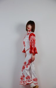 Jianyunchang Haute Couture Cheongsam/Qipao |   Design Floreale Stampato Bianco e Rosso |   Modelli di taglio su carta della cultura immateriale cinese | - Product Image 4