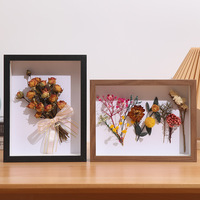 Cadre photo en bois multifonctionnel écologique 20x20cm, profond, 3D, pour remplir, boîte à monnaie, ornement de bureau, support pour photos et spécimens