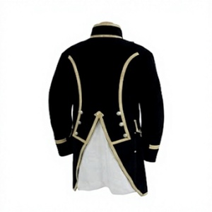 Vintage <b>Men</b> Frock <b>Coat</b> 100% Wool Double Breasted <b>Long</b> Overcoat Custom Logo Historical Uniform Outerwear - Product Image 3