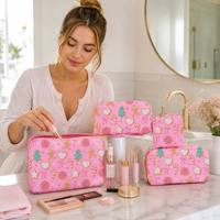 Sac à cosmétiques en nylon avec motifs imprimés de Noël, trousse de maquillage, trousse de toilette de voyage, fermeture éclair, cadeaux pour femmes, trousse de maquillage de voyage réutilisable