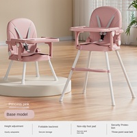 Chaise haute multifonctionnelle pliable pour bébé avec housse en cuir souple, chaise de repas réglable adaptée aux enfants de 0 à 3 ans