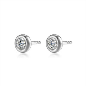 Pendientes de Oro Blanco de 18K con Diamantes Cultivados en Laboratorio, Corte Redondo, de Moda, Económicos, Tipo Stud, Ear Cuff, Colgantes, de <span class=keywords><strong>Aro</strong></span>, con Clip, Huggie, Moissanita - Product Image 1
