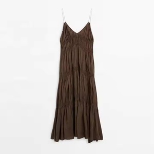 Nouvelle arrivée, robe d'été pour femmes, mode, bretelles spaghetti, robe modeste, robe vintage en lin mi-longue pour femmes - Product Image 6