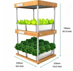 Système de culture hydroponique en bambou à 2 niveaux avec lumière LED à spectre complet, kit de jardinage d'herbes intelligentes d'intérieur pour la <span class=keywords><strong>cuisine</strong></span> à domicile - Product Image 1