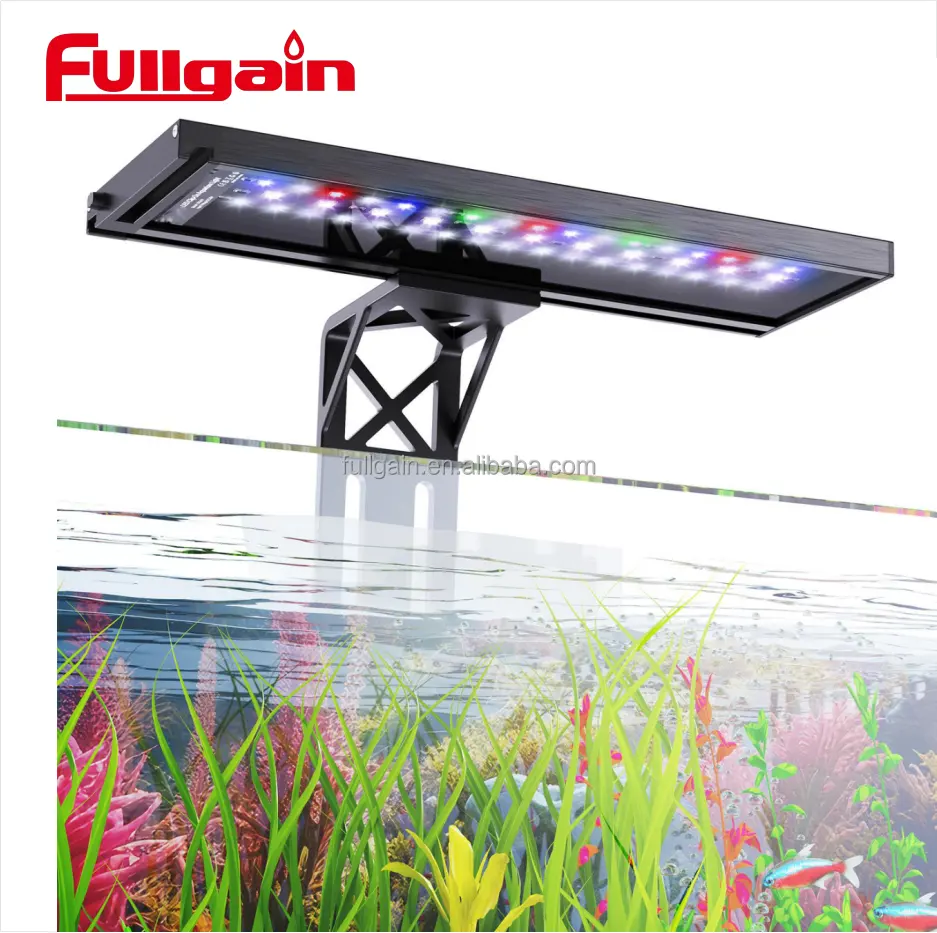 Fullgain FG188 Clip On Aquarium Light for Plants-24/7 Cycle Fish Tank Light with Timer Full Spectrum+7 Colors Mode Auto On/Off