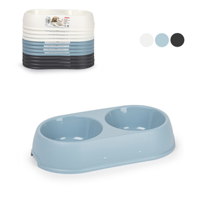 Ciotola Doppia per Animali Domestici in Plastica, Capacità Standard, Durevole, Riutilizzabile, Colori Assortiti per Uso Domestico - Product Image 1