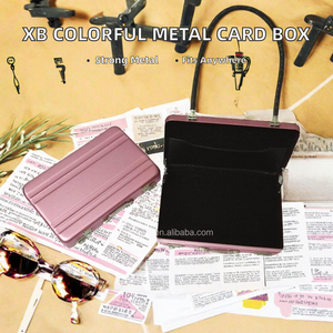 XB Black Cute Exquisite 10cm Aluminum <b>Metal</b> Business <b>Suitcase</b> Card Holder & Note Holder /Case - Product Image 2