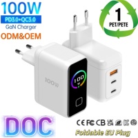 Cargador Portátil para Laptop Tommox Plegable con Enchufe Europeo, 100W 65W PD 3.0 USB-C, con Pantalla y Material Gan