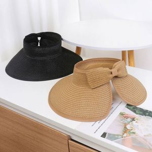Summer Beach Hat Unisex Open-top Cap Topless Sunhat Korean Style Foldable Straw Weaving Cloche Large-brimmed Hand Embroidery - Product Image 3