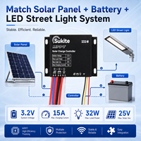 Contrôleur de charge solaire Sukite AUTO MPPT plat 3232 3.2V 32W 15A pour éclairage public à énergie solaire avec capteur pour projet d'éclairage de rue