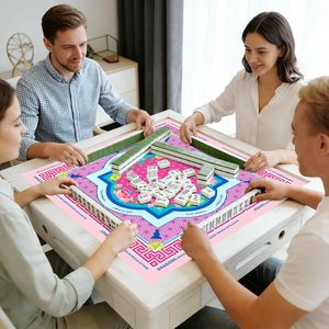 Tapis de Mahjong de Luxe Moderne Pliable avec Logo Personnalisé, Base Antidérapante en Caoutchouc, Bord Cousu Imperméable, <span class=keywords><strong>Jeu</strong></span> de Cartes de Table en Caoutchouc Naturel - Product Image 6