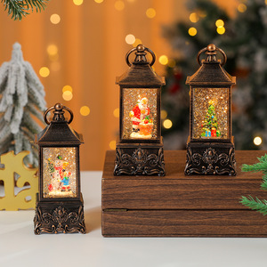 Nueva lámpara cuadrada de estilo antiguo con agua, música e iluminación de nieve, luz nocturna, adorno navideño para escritorio, regalo. - Product Image 2