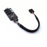 Konektor Hub USB 2.0 9 Pin, Pembagi USB 1 ke 3 USB2.0 9Pin Header Board + Kabel 30cm untuk Uji Kecepatan Kipas LED RGB Pendingin Air