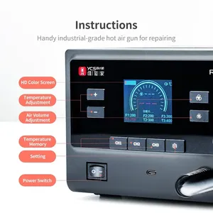 Estación de Soldadura Inteligente YCS R1 de 1000 W con <span class=keywords><strong>Pistola</strong></span> de Aire Caliente y 4 Boquillas para Reparación de CPU, IC, BGA y SMT de Teléfonos Móviles - Product Image 3