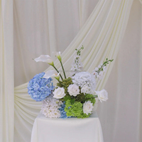Susunan Bunga Calla Lily Tulip Mawar Biru Putih Klasik 60cm dari Busa PE, Dekorasi Meja, Bola Bunga untuk Perlengkapan Photo Booth
