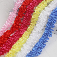 Bordure en dentelle élastique à volants en satin mélangé de polyester de 4 cm (1,6 pouce) pour textiles de maison, rideaux et couture DIY