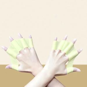 Palmes de natation en silicone pour entraînement de natation en libre, gants palmés, équipement de natation résistant à l'eau, bleu clair, adultes - Product Image 4