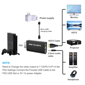 HDTV compliant PS2 cho Playstation 2 chuyển đổi video âm thanh Adapter với USB Cable Splitter & chuyển đổi Loại sản phẩm - Product Image 4