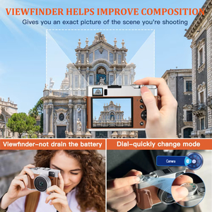 Appareil photo numérique 4K avec mise au point automatique, flash, visière, cadran, 48MP, appareil photo <span class=keywords><strong>pour</strong></span> vlog sur <span class=keywords><strong>YouTube</strong></span> et vidéo anti-vibration, appareil photo numérique - Product Image 4