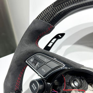 Volant en cuir carbone LED Alcantara noir directement de l'usine pour <span class=keywords><strong>Audi</strong></span> B8 S3 S4 S5 RS3 <span class=keywords><strong>RS4</strong></span> 8P 8V B9 C7 A6 A7 RS6 RS7 A8 - Product Image 5