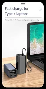 Nuevo producto Construido en Dual USB PD 65W Tipo C Puertos Carga varios dispositivos 20000mAh Cargador rápido Banco de energía para computadora portátil