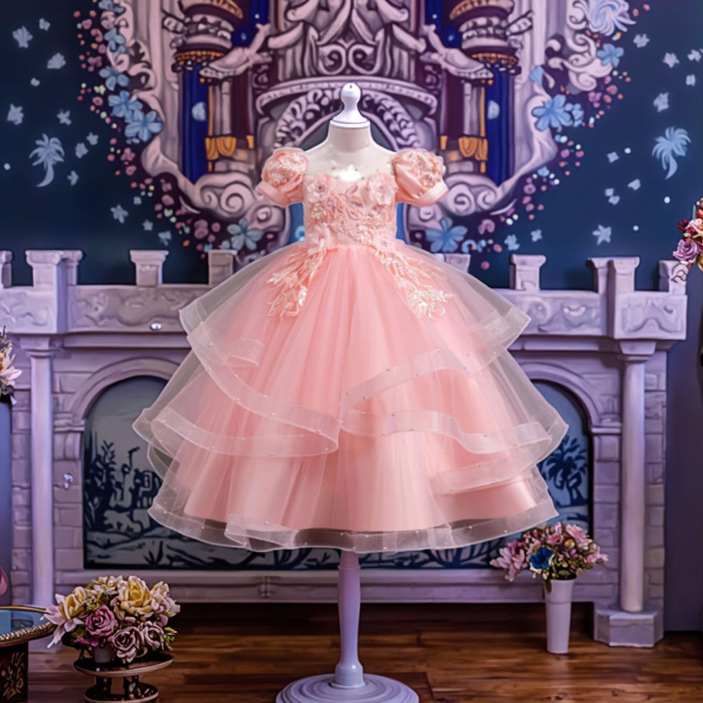 pink flower girl dress