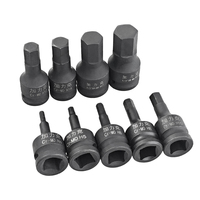 Jeu de douilles hexagonales 1/2 pouce H4 H5 H6 H8 H10 H12 H14 H17 H19 9 pièces 60 mm en acier Cr-Mo phosphate noir