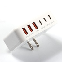 Cargador HNT 100W 3A+3C PD+QC3.0 Multipuerto USB Tipo C de Carga Rápida con Enchufe US/EU/UK/JP para iPhone 17 16 15 14 Pro Max