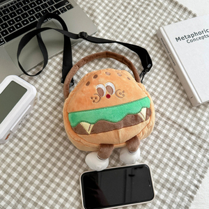 Cartoon Toast Burger Fries Cola Plush Single Shoulder Bag Kawaii Plush Crossbody <b>Handbag</b> Wholesale For Gift - Product Image 5