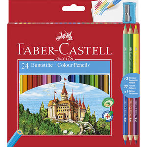 FABER CASTELL - Estuche de 24 lápices + 3 lápices de dos colores + Sacapuntas - Product Image 1