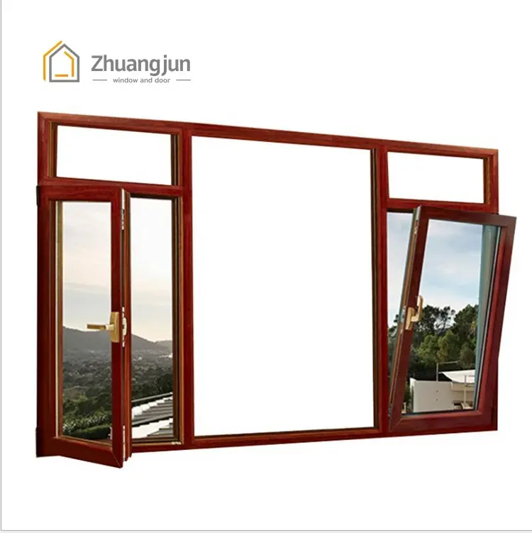 Volets de fenêtre robustes Fenêtres à battant en verre et aluminium avec moustiquaire Fenêtre architecturale avec prix moins cher