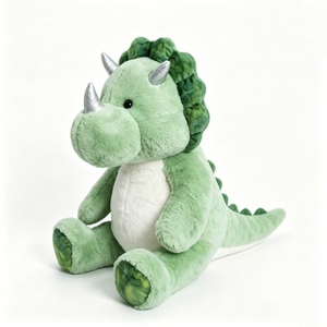 Peluche Triceratops, peluche dinosaure, peluche verte en forme de dinosaure, Triceratops à cornes argentées, jouet dinosaure pour enfants, peluche dinosaure moelleuse - Product Image 6