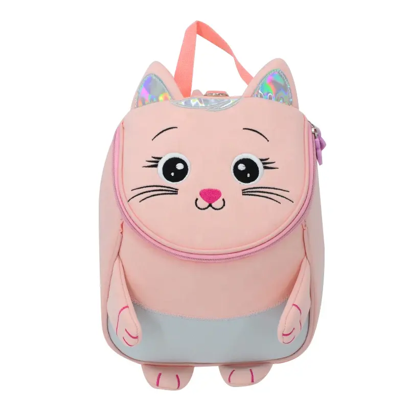 Cute cat Kindergarten schoolbag children's baby boy girl double shoulder anti lost backpack cute tide bag prevent lost bag