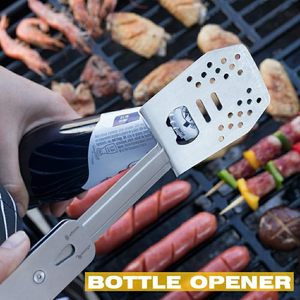 Nuovo Design Set di Utensili per Barbecue 4 in 1 Pieghevoli Multifunzione in Acciaio Inox con Spatola, Forchetta <span class=keywords><strong>e</strong></span> Pinze per Campeggio all'Aperto - Product Image 5