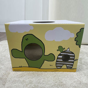 UFBemo Eco Papelão Bonito Pet <span class=keywords><strong>Scratcher</strong></span> Casa Removível Cat Shelter Grande Armazenamento Interior Cat Papelão Casa - Product Image 3