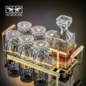 Ensemble de carafe à <span class=keywords><strong>whisky</strong></span> en cristal Hxglass avec verre à liqueur Bouteilles en verre de brandy à découper élégantes pour spiritueux - Product Image 1