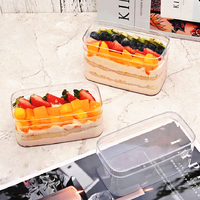 Wegwerp ecologische plastic bakjes voor bakkerijen, met opklapdeksels, vierkant, multifunctioneel voor cake, dessert, sushi, kauwgom, suiker
